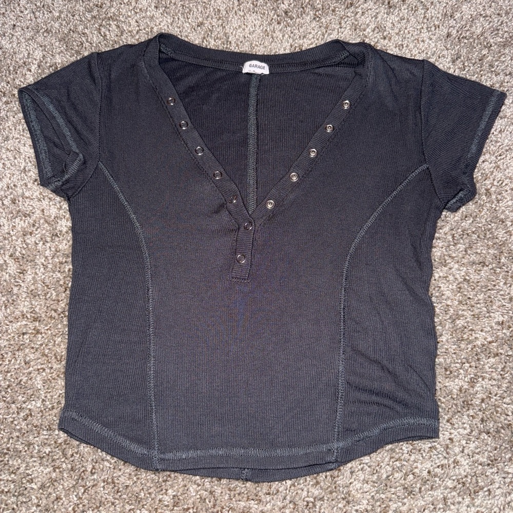 Garage Black Fitted Short Sleeve Tee